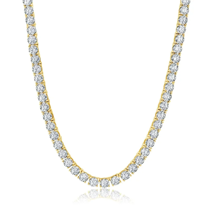 Luxe Layers 14KT Yellow Gold Plated Sterling Silver 3MM Round Cubic Zirconia 22-inch Tennis Necklace