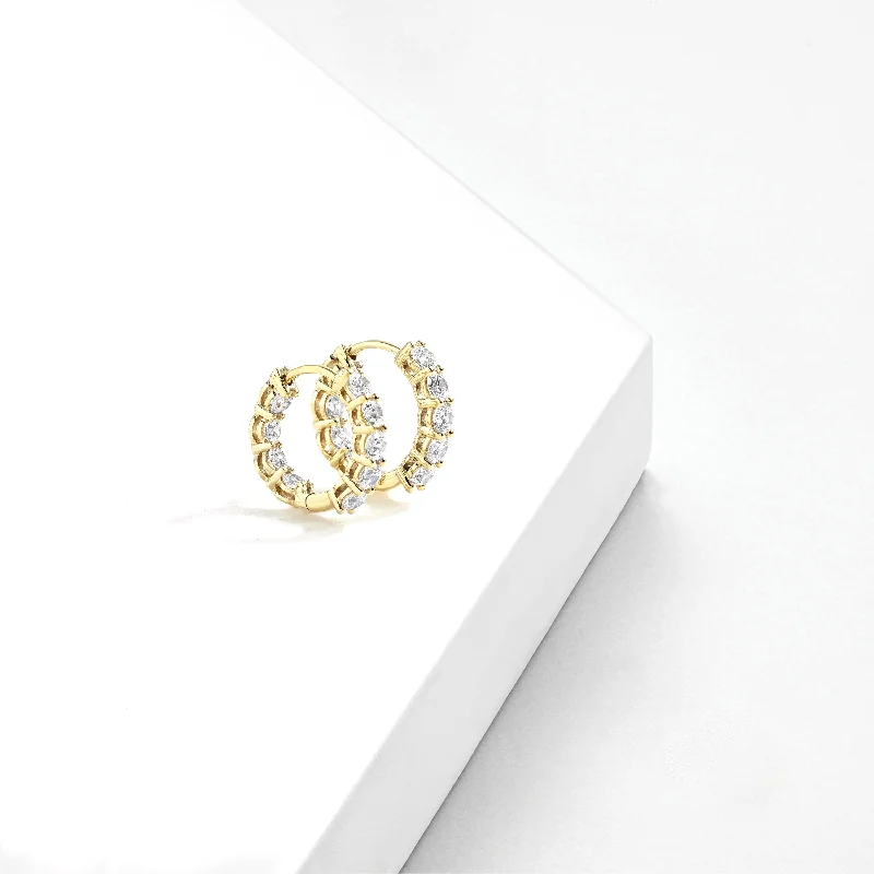 Lab Grown 2ct TDW Diamond Hoop Earrings in 14k Gold for Women