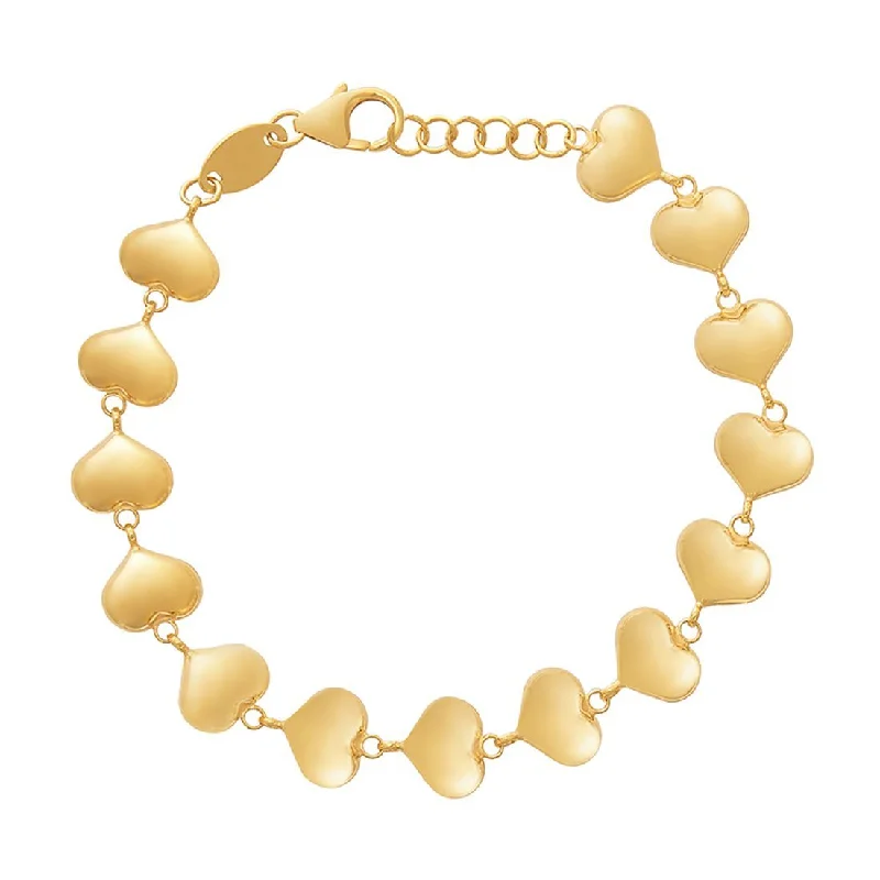 Children's Puff Heart Bracelet in 9ct Yellow Gold Silver Infused