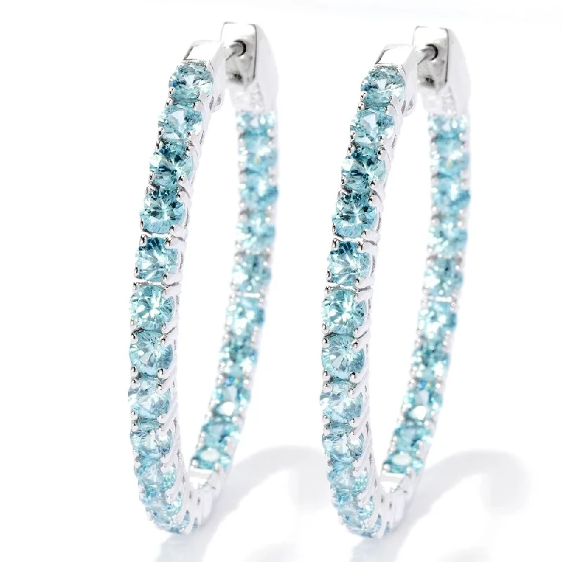 Sterling Silver Zircon Oval Hoop Earrings