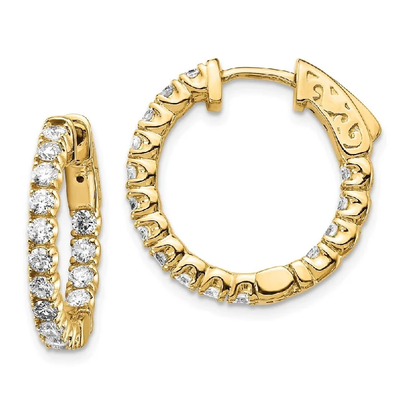 14k Yellow Gold Lab Grown Diamond Hoop Earrings ( Clarity- SI1-SI2, Color- G-H)