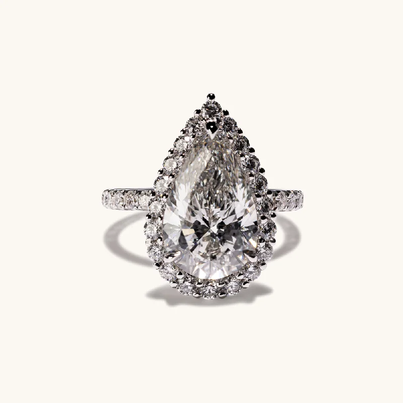 4.08 Pear Lab Diamond Engagement Ring