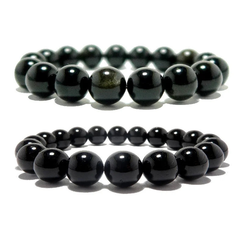 Protection Bracelet Set Obsidian Black Tourmaline