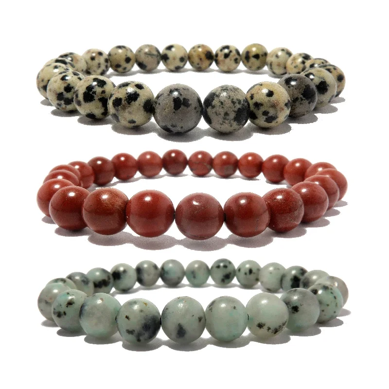 Jasper Bracelet Set Dalmation Red Kiwi Fun Loving Gems