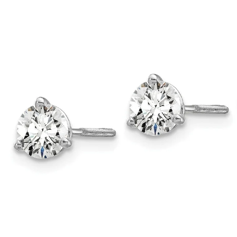 14k White Gold Lab Grown Diamond Stud Earrings (2/3 cttw, Clarity- SI1-SI2, Color- G-H)