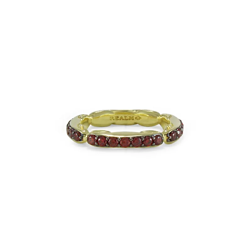 Ever Pavé Stack Ring 3.25mm - 18K Gold Vermeil + CZ Rouge