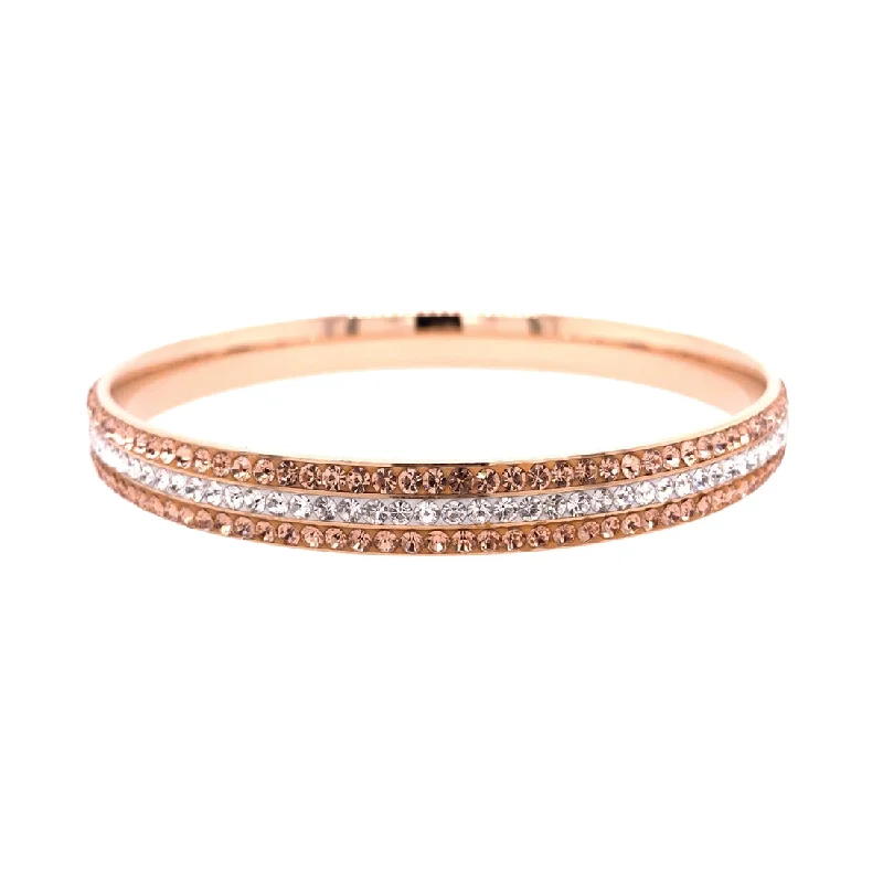 Rose Stainless Steel Pave Crystal Bangle