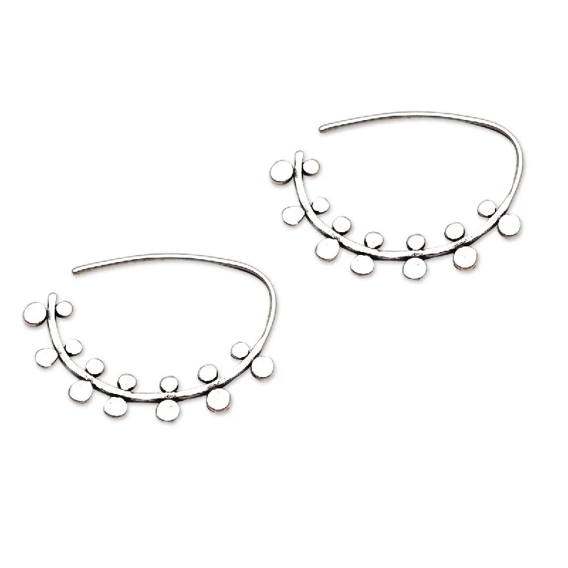 NOVICA Circle Arches, Sterling silver half-hoop earrings - 0.8L*0.1W