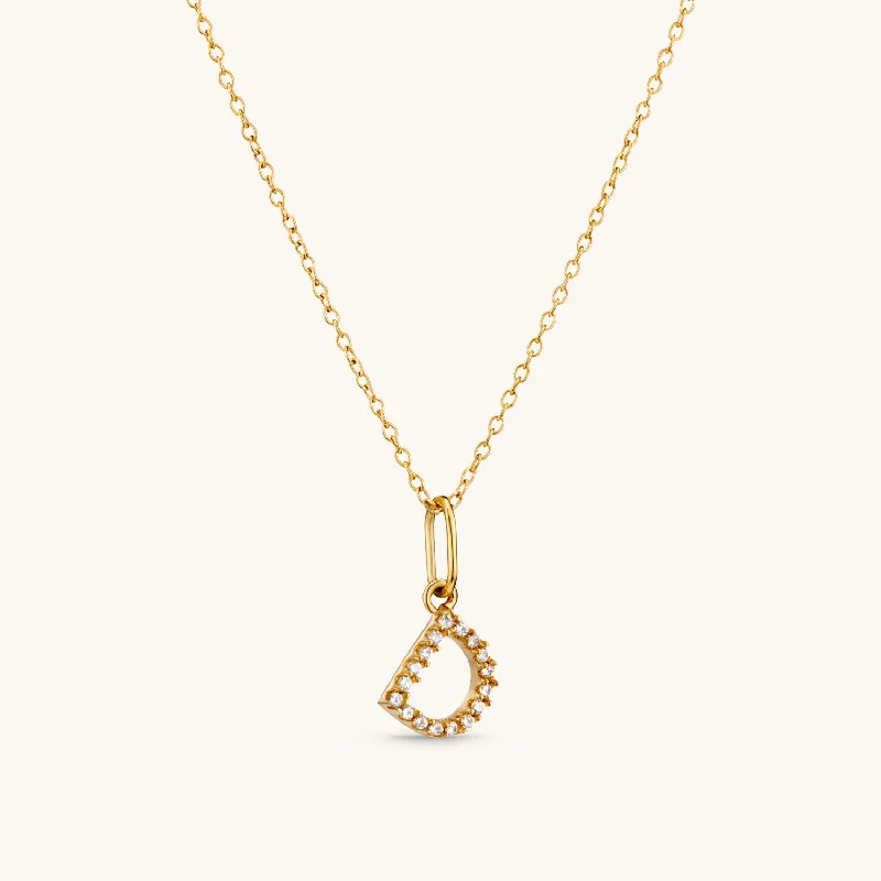 D Crystal Initial Necklace in Gold