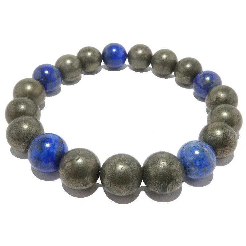 Lapis Bracelet Pyrite Stones Modern Soul Style