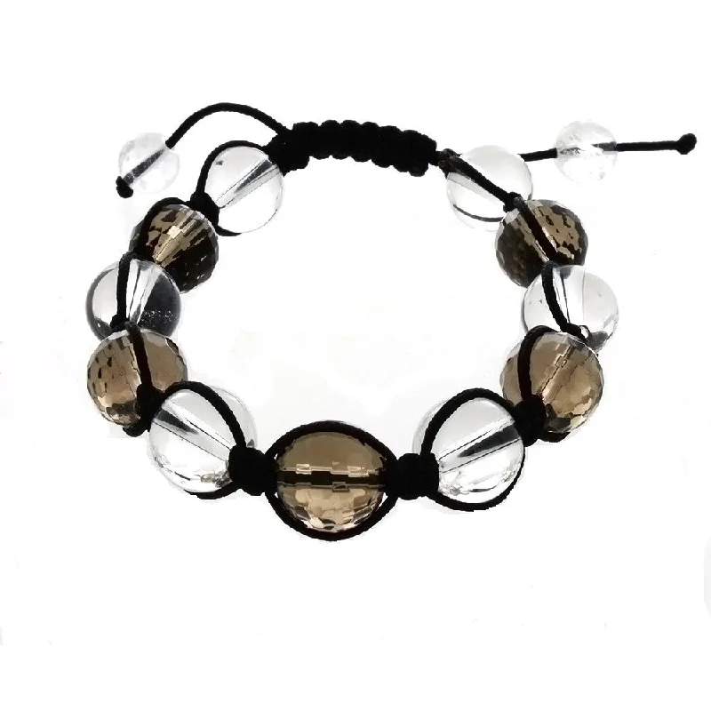 TREND CORD SMOKY & CLEAR QUARTZ ROUND BRACELET