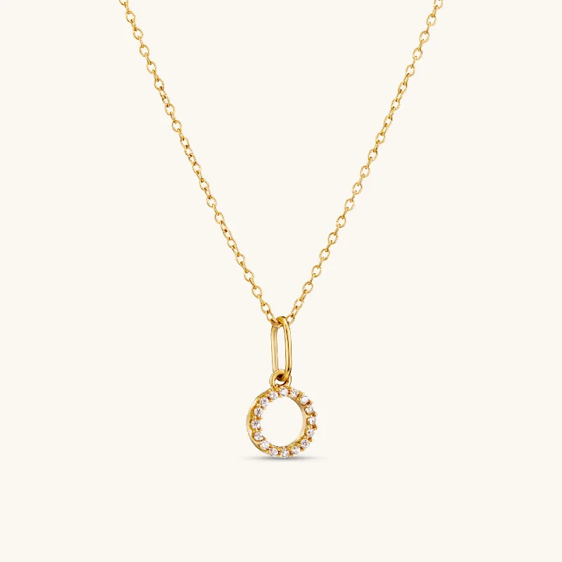 O Crystal Initial Necklace in Gold