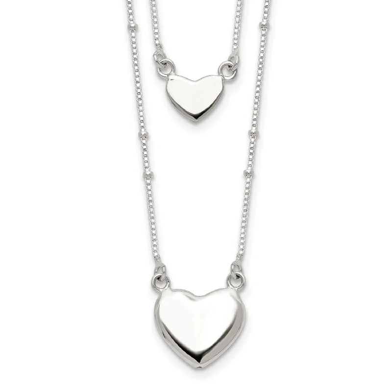 Sterling Silver 18-inch Heart Two Layer Necklace