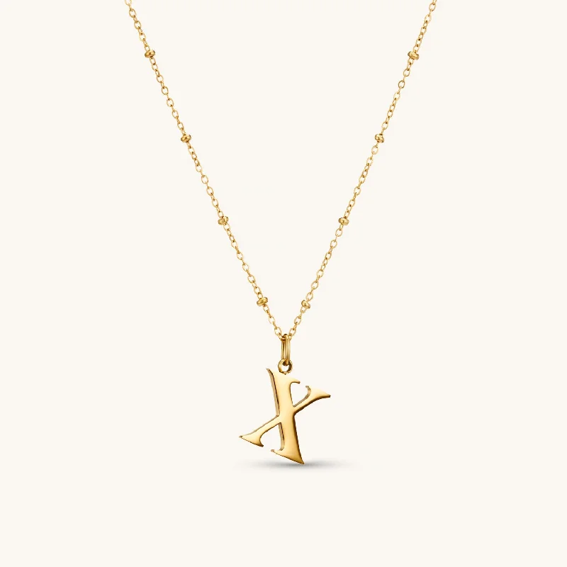 X Initial Pendant Necklace In Gold