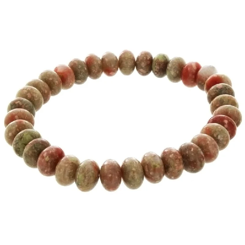 STRETCH GEMSTONE AUTUMN JASPER RONDELLE BRACELET