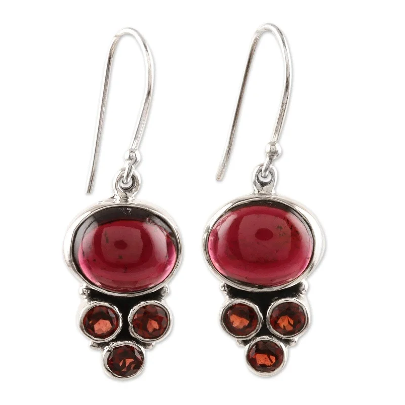 NOVICA Old Flame, Garnet dangle earrings - 1.6*0.5