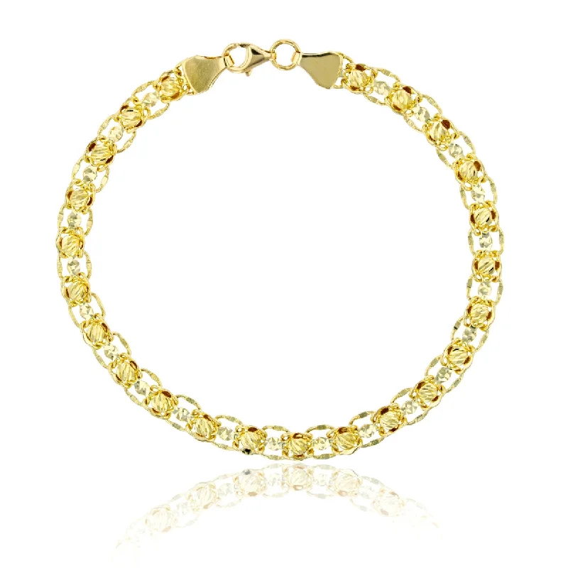 10KT Yellow Gold 17.75-inch 5.3MM Diamond-cut Beaded Necklace