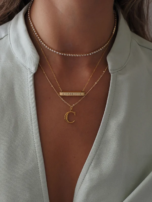 C Initial Pendant Necklace In Gold