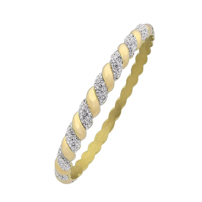 Yellow Stainless Steel Pave Crystal Twirl Bangle