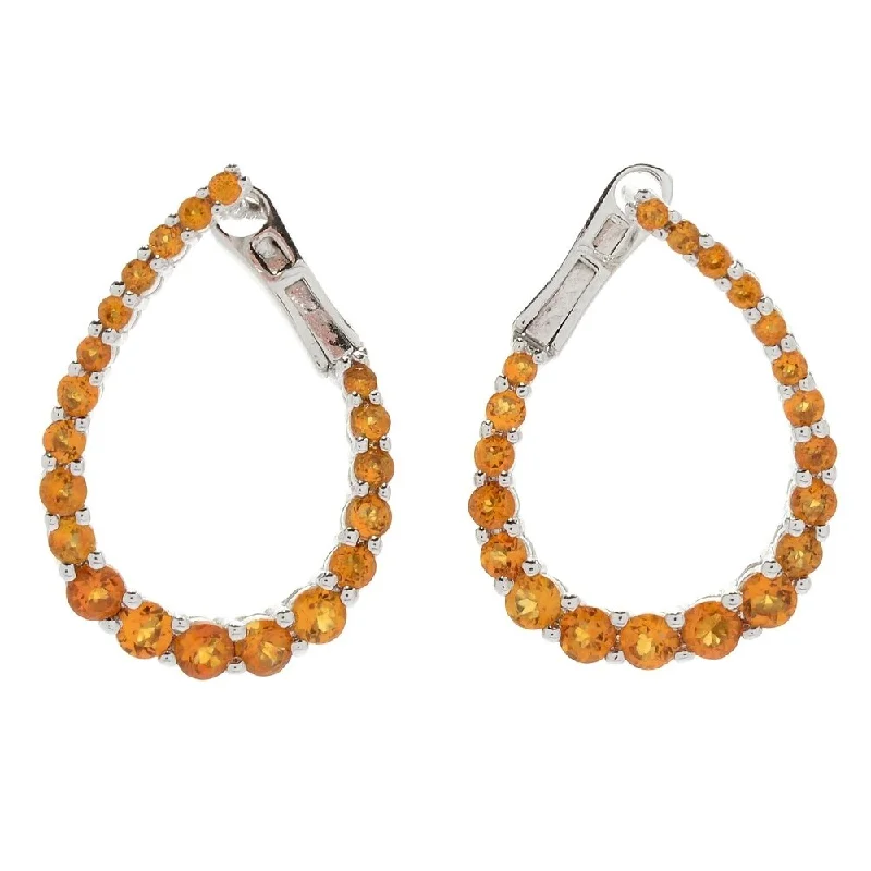 Sterling Silver Madeira Citrine Inside-out Hoop Earrings