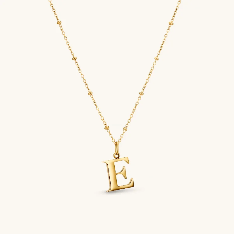 E Initial Pendant Necklace In Gold