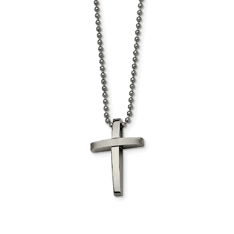 Stainless Steel Cross Pendant 18in Necklace