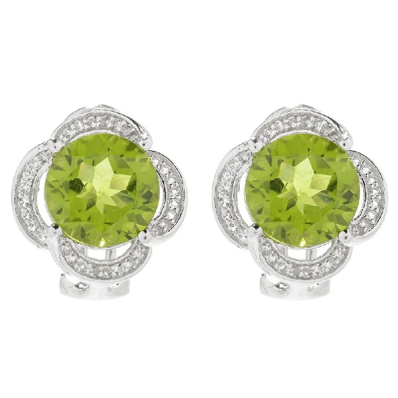 Sterling Silver 6ctw Peridot & White Topaz Earrings - Green