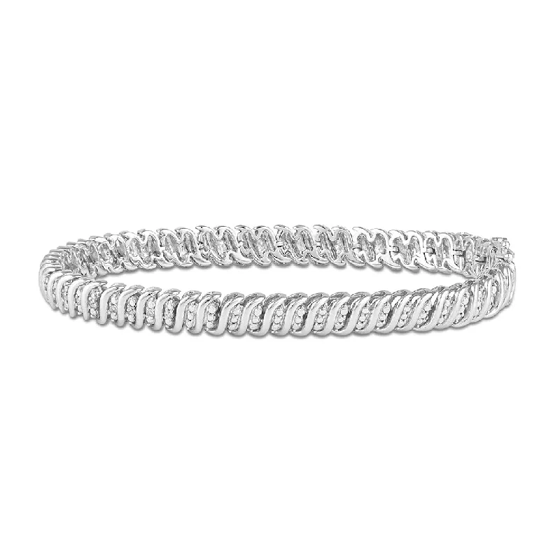 S Link Bracelet with 0.15ct of Diamonds in Sterling Silver