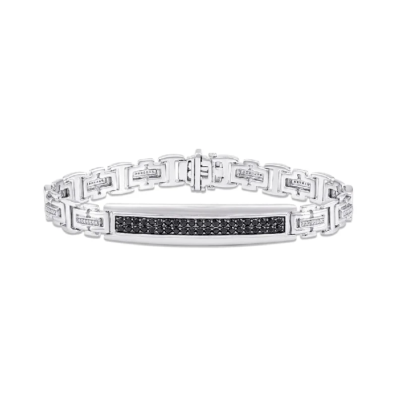 Stanton Made For Men ID Bracelet with 1/5ct of Black Diamonds in Sterling Silver