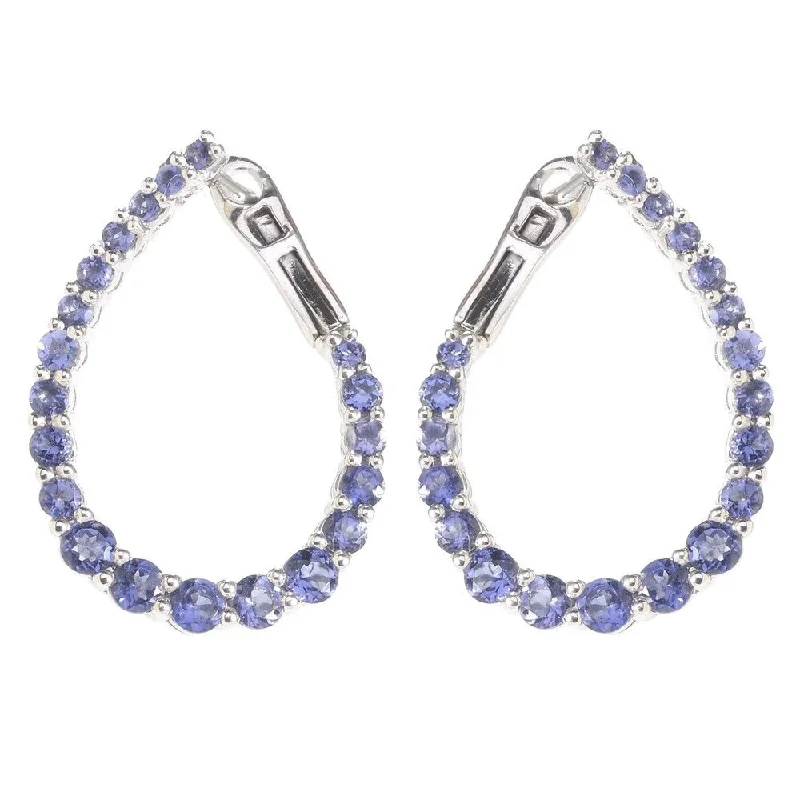 Sterling Silver Iolite Inside-out Hoop Earrings