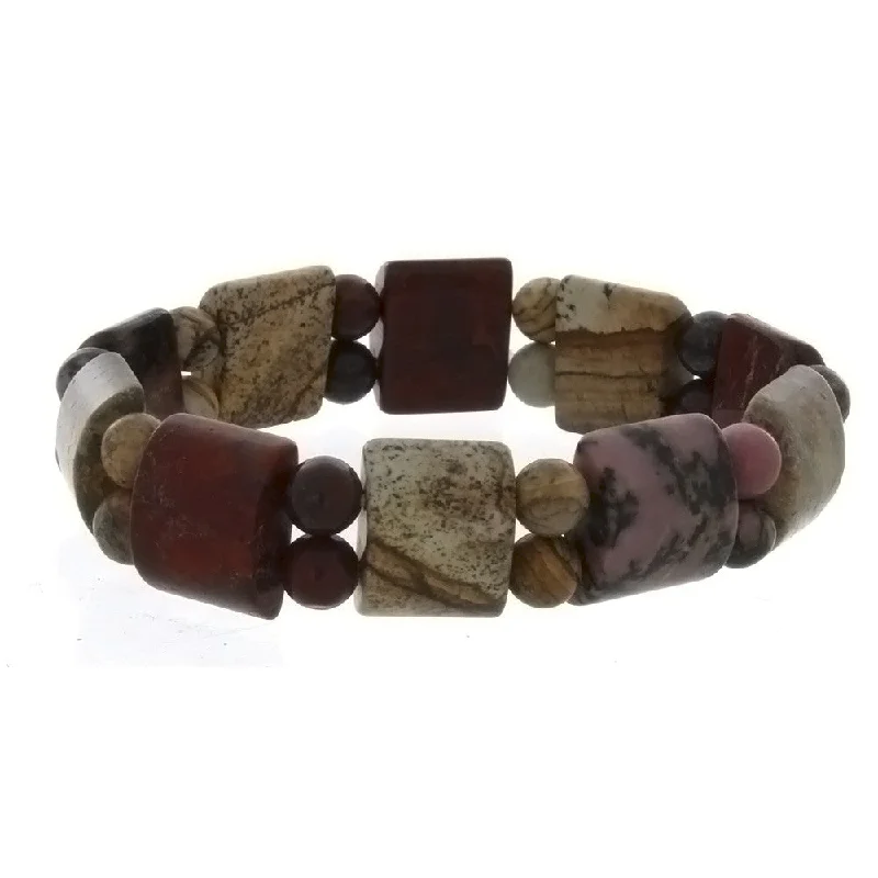 STRETCH GEMSTONE MULTI-STONE TANKER BRACELET