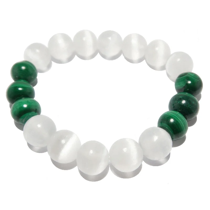 Selenite Bracelet Malachite Soul Shifter Stones