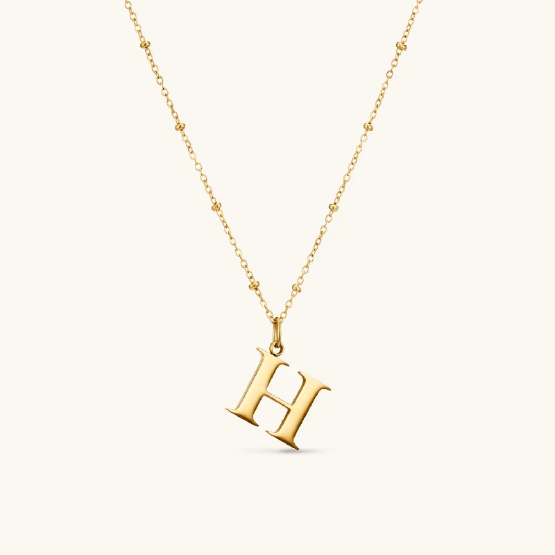 H Initial Pendant Necklace In Gold