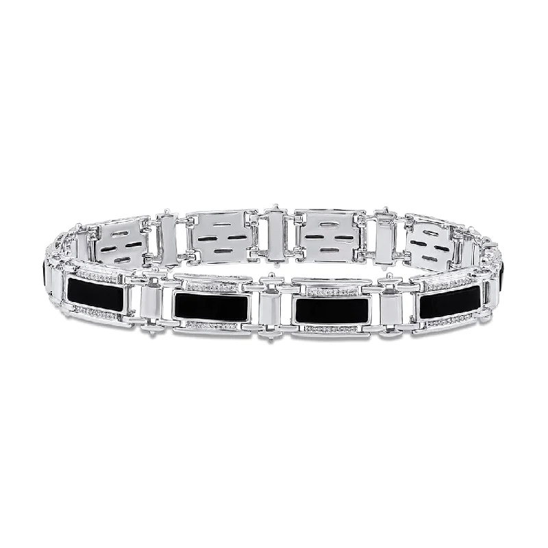 Stanton Made for Men Onyx Bracelet with 0.50ct of Diamonds in Sterling Silver