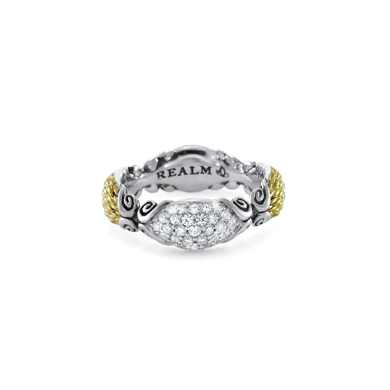 Mosaic Pavé Stack Ring 6.5mm - Two Tone + CZ Blanc