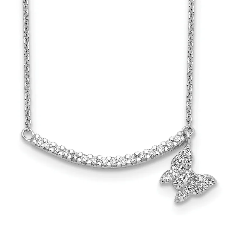 Sterling Silver Cubic Zirconia 17.5-inch Butterfly Necklace