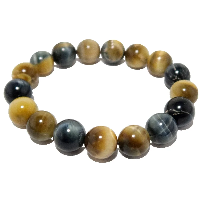 Tigers Eye Bracelet Honey Brown Blue Hawks Stone