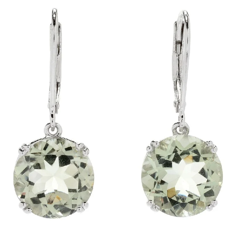 925 Sterling Silver Green Amethyst Dangle Earrings