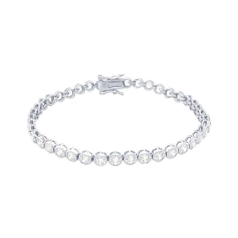 3mm Cubic Zirconia Bezel Tennis Bracelet in Sterling Silver