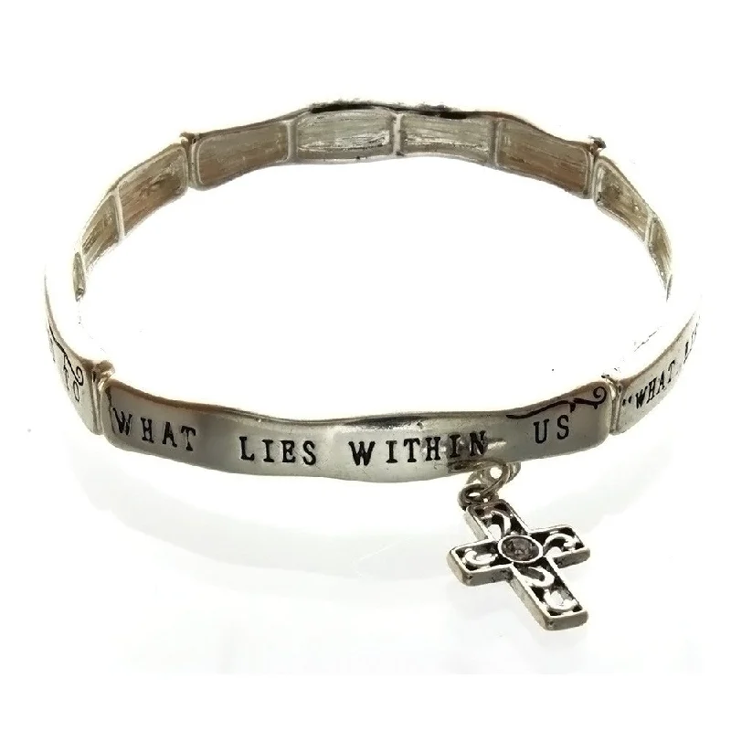 STRETCH CHARM CROSS & MESSAGE BRACELET