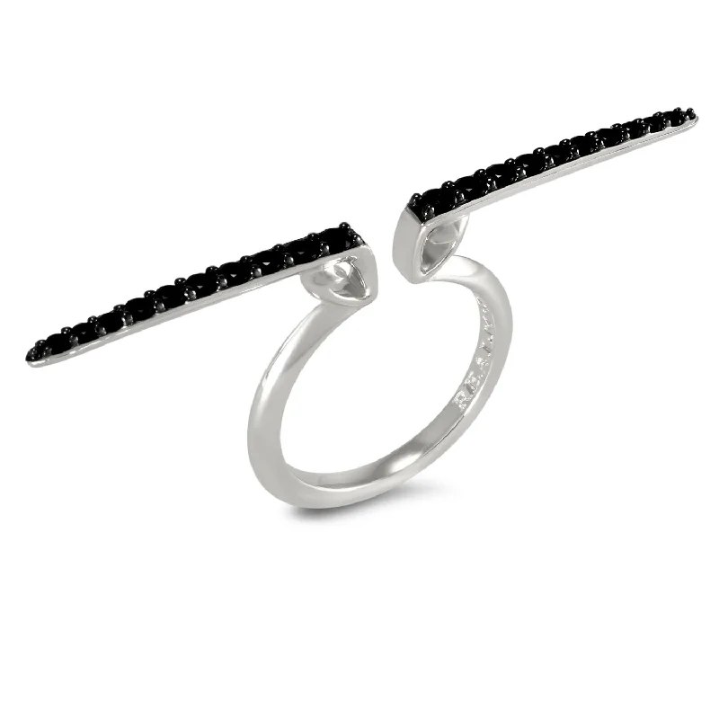 Linea Pavé Ring - Sterling Silver + CZ Noir