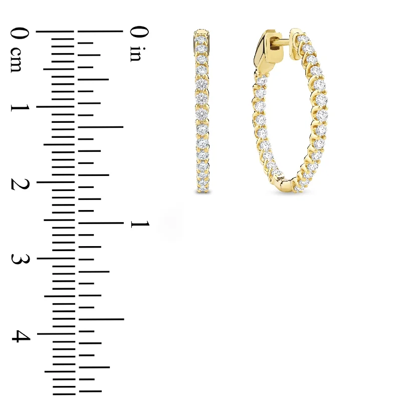 Lab Grown 1ct TDW Diamond Hoop Earrings in 14k Gold for Women