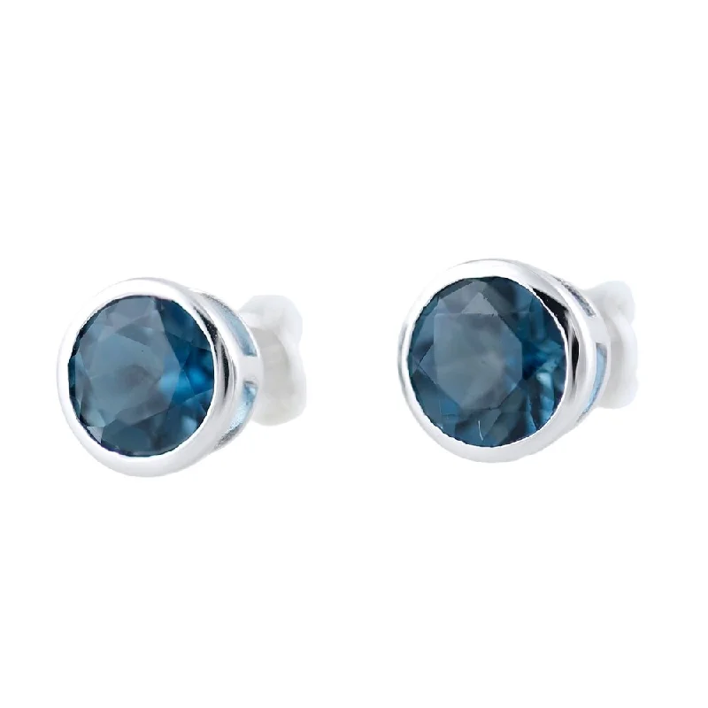 Rhodium over Sterling Silver Stud Earrings in Topaz