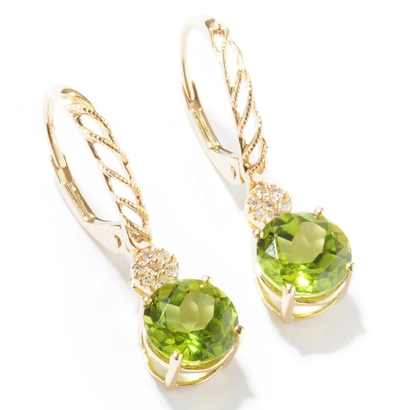 14KT Gold Peridot and Diamond Earrings