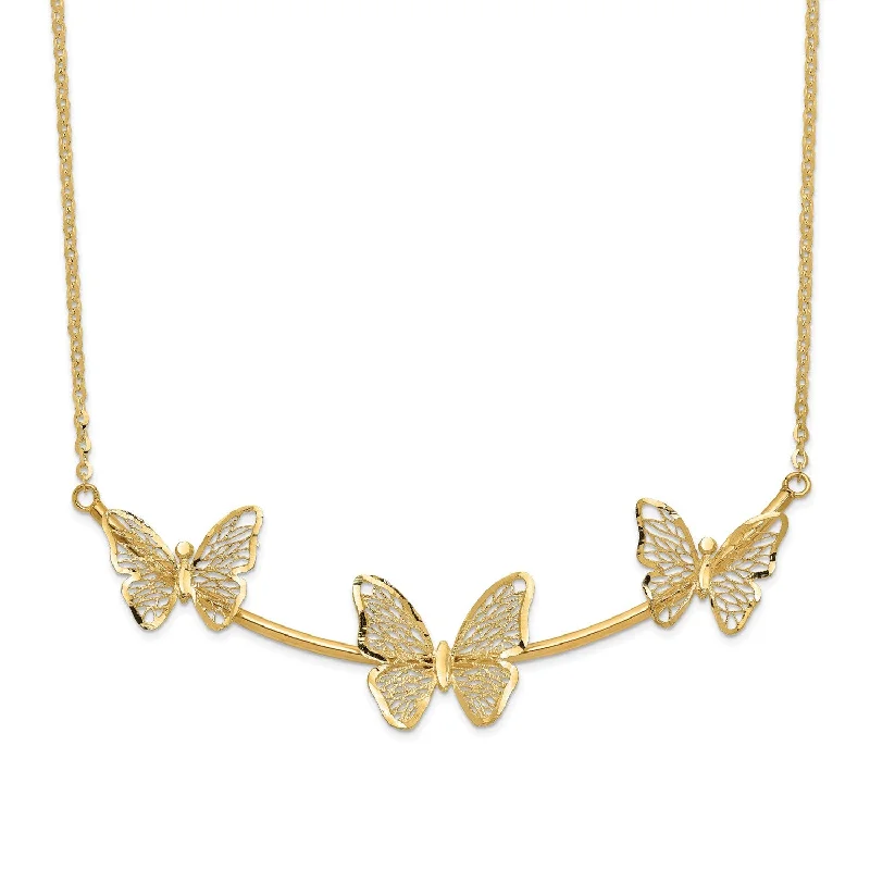 14KT Yellow Gold 18-inch 13MM Butterfly Necklace