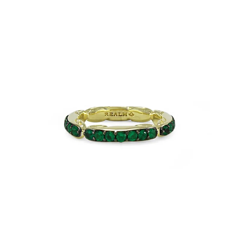 Ever Pavé Stack Ring 3.25mm - 18K Gold Vermeil + CZ Vert