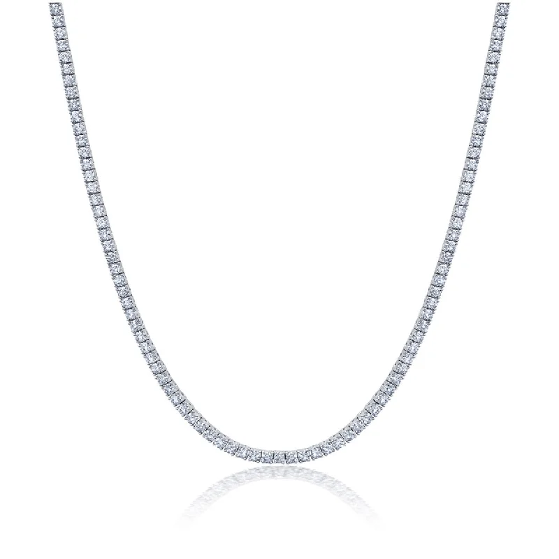 Crislu 18-inch 2MM Cubic Zirconia Tennis Necklace in Platinum Plated Sterling Silver