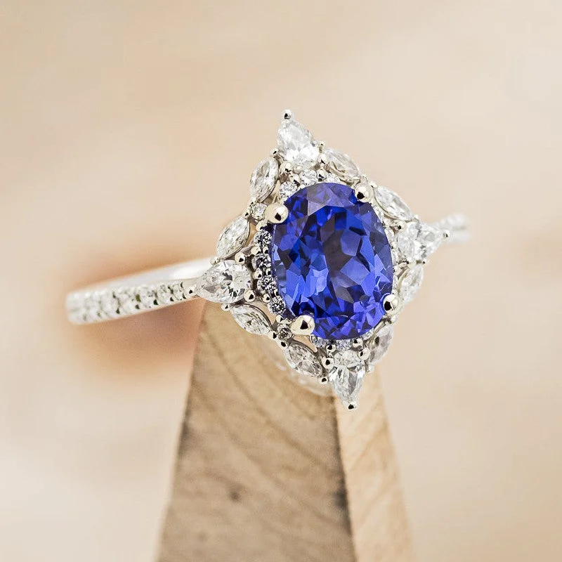 "NORTH STAR" - OVAL LAB-GROWN SAPPHIRE ENGAGEMENT RING