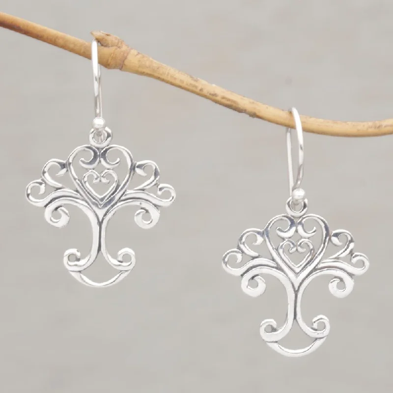 Handmade Sterling Silver 'Loving Tree' Earrings (Indonesia)