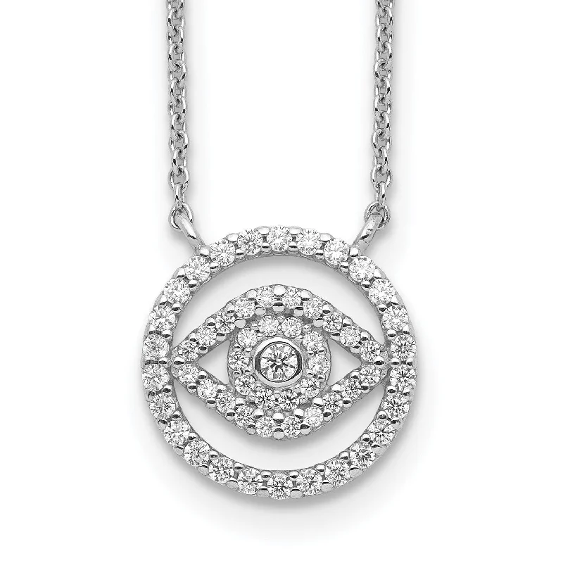 Sterling Silver Cubic Zirconia 19-inch Evil Eye Necklace